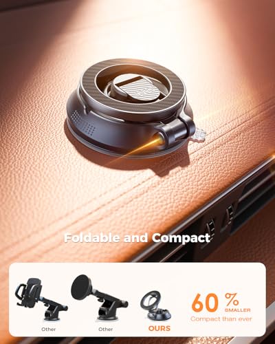 SUPERONE Magnetic Suction Cup Phone Holder for Magsafe, [88+LBS Ultra Grip & 2800gf Magnetic Power] 360° Adjustable Car Phone Mount, Cell Phone Holders for Your Car for iPhone 17 16 15 14 13 12 Series - size: Magsafe Suction Phone Holder