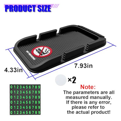 Car Dashboard Cell Phone Holder, Anti-Slip Double-Groove Car Dash Sticky Mat with Number Plate, Multifunctional Auto Interior Gripping Gel Pad Organizer for Navigation, Keys(No Smoking) - size: No Smoking