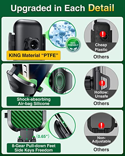 VANMASS Phone Holders for Your Car Ultimate Military-Grade Car Phone Holder Mount【Patent & Safety Certs】 Upgraded Shockproof Truck Air Vent Phone Mount for iPhone 17 Pro Max 16 Samsung Android,Green - color: Green