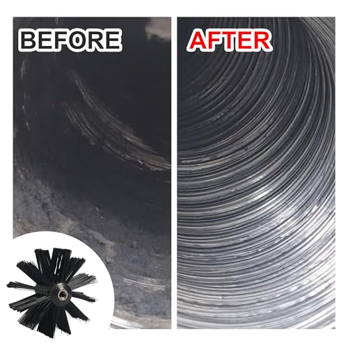 30 Feet Dryer Vent Cleaning Brush Kit, Multi-Purpose lint Cleaning Brush with 4" and 6" Brush Head, Professional Lint Cleaning Accessories for Chimneys, Ducts, Dryers, Crevices