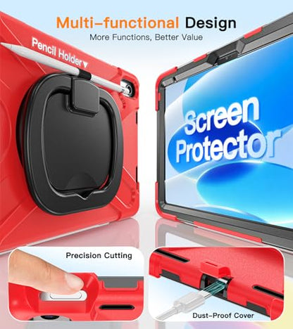 BATYUE Case for iPad (A16) 11th/10th Gen 11''/10.9'' 2025/2022, Red - color: A11-Red