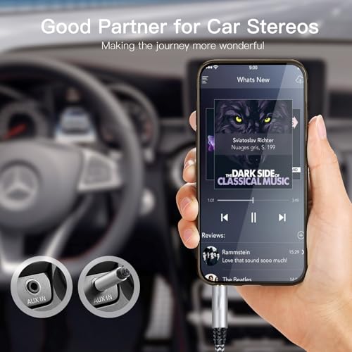 Aux Cord 20ft, 3.5mm Audio Cable - Nylon Braided 3.5mm Male to Male AUX Cable Cord for Car, Headphones, Home Stereos, Speaker - size: 20ft