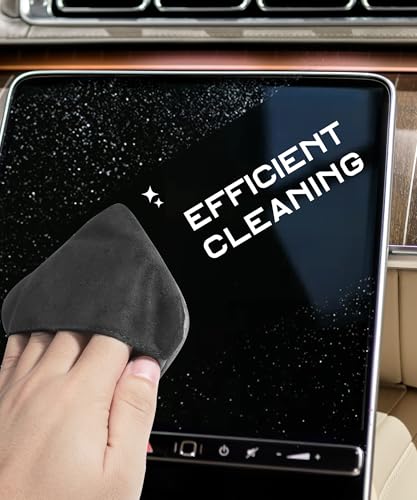 SCUARI Car Screen Cleaner,Touch Screen Cleaner for Car,Car Accessories Car Screen Wipes,Foldable Car Screen Cleaner Cloth,Square Microfiber Screen Cleaning Pad,Fits Car Dashboard LCD Display (Black) - color: Black