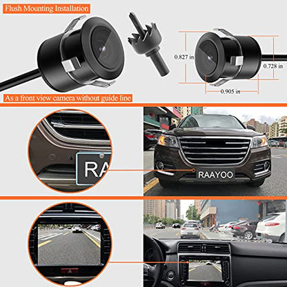 Backup Camera Flush Mount, Metal Housing 170°Wide View Angle Rear/Side/Front View Camera for Car, Clear Night Vision IP69 Waterproof Reverse Camera for Vehicle SUV RV Pickup, 18.5mm, 12V/24V, Black - color: Black