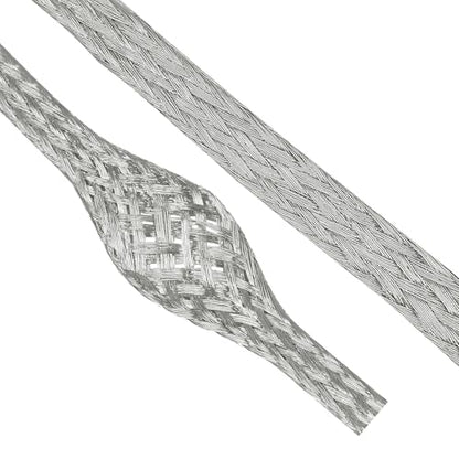 Tinned Copper Braid Wire Shielding Ground Strap Metal Cable Sleeve Expandable Flexible Flat Mesh (1/4 in Wide(0.16 in Dia)-65ft) - size: 1/4 in Wide(0.16 in Dia)-65ft