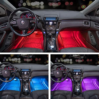 LEDGlow 4pc 7 Color LED Interior Footwell Lighting Kit w/Cigarette Adapter