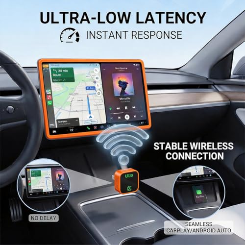 2 in 1 Wireless CarPlay Android Auto Wireless Adapter, Plug & Play Fast Auto-Connect Dongle, 2.4G/5.8G WiFi Bluetooth 5.2 Compact Design for Wired CarPlay/Android Auto Vehicles(Orange) - color: Orange