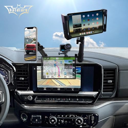 2024 2025 Silverado 1500 Magnetic Phone Mount Compatible with 2022 2023 2024 2025 Chevy Silverado GMC Sierra Accessories Metal Cell Phone Holder Dash Platform Mount(No-Drill Installation) - style: V4