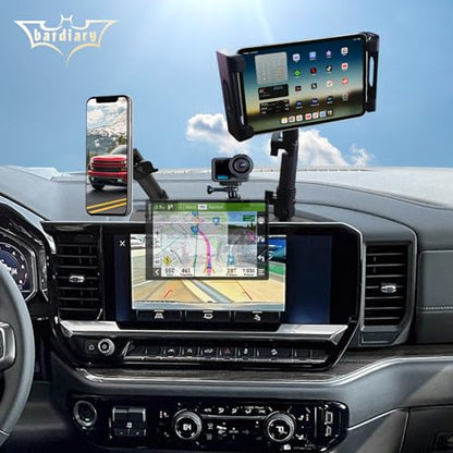 2024 2025 Silverado 1500 Magnetic Phone Mount Compatible with 2022 2023 2024 2025 Chevy Silverado GMC Sierra Accessories Metal Cell Phone Holder Dash Platform Mount(No-Drill Installation) - style: V4