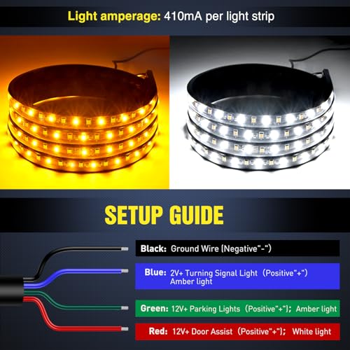 Nilight 트럭 LED 러닝 보드 조명 2피스 177.8cm(70인치) LED 사이드 메이커 조명 216개의 LED 화이트 커티시 라이트 및 순차 앰버 방향 지시등 스트립 확장 및 승무원 택시 트럭 픽업용 - color: 177.8cm(70인치) 러닝 보드 조명 화이트/앰버