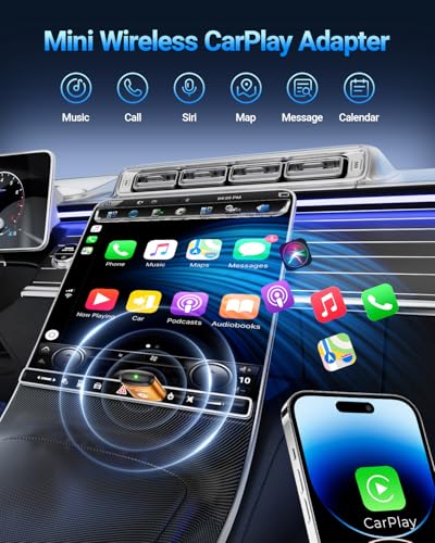 vnilrgle CarPlay Wireless Adapter for iPhone 6+（2026 Upgraded）, Converts Factory Wired to Wireless Adapter for Apple CarPlay iOS 10+, Mini Design, Plug and Play, Auto Connect Fast and Stable(Orange)