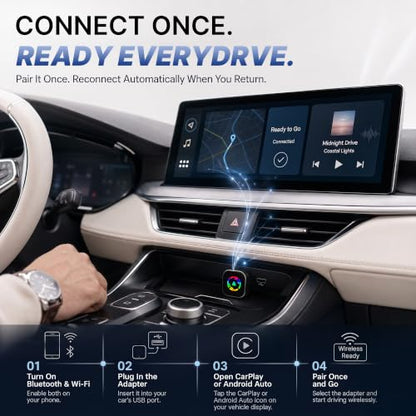 2-in1 Wireless CarPlay Adapter for Apple CarPlay & Android Auto - color: Multicolor