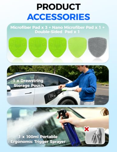 XINDELL 24-inch Windshield Cleaner Tool – Upgrade Large Head Car Interior&Exterior Window Cleaning Kit with Extendable Handle & 4 Microfiber Pads, Auto Wiper Brush for Car, Trucks, SUVs, RVs & Home - size: 24in