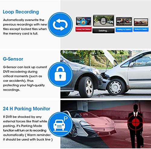 10'' Mirror Dash Cam Night Vision 1080P FHD Full Touch Screen Front and Rear View Backup Camera for Cars Loop Recording Streaming Media 170°Wide Angle Parking Assistance 6M Cable (Pack of 3) - size: 10 Inch (Pack of 3)