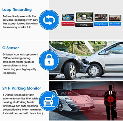 10'' Mirror Dash Cam Night Vision 1080P FHD Full Touch Screen Front and Rear View Backup Camera for Cars Loop Recording Streaming Media 170°Wide Angle Parking Assistance 6M Cable (Pack of 3) - size: 10 Inch (Pack of 3)