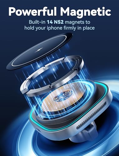 Cup Phone Holder Wireless Charger, Magnetic Phone Holder Car Wireless Charger, Fast Charging for iPhone 17/17 Air/17 Pro/17 Pro Max, Galaxy - Black - style: Magnetic Wireless Charger