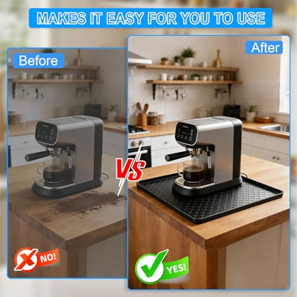 Silicone Mini Fridge Mat Refrigerator Floor Protector Drip Tray with Raised Edges Waterproof Non-Slip Appliance Pad Mini Fridge Mat for Carpet Washing Machine Water Cooler 19.7"x19.7" Black - size: 19.7"x19.7" Black