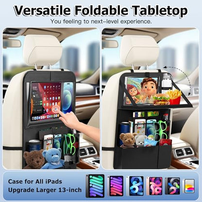KaiCross Car Backseat Organizer with Table Holder,10 Storage Pockets Backseat Car Organizer and Storage with 600D Oxford Cloth,Travel Essentials,Kick Mats Back Seat Protector-2 Pack - size: 2 Pack