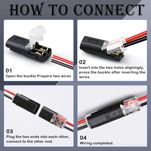 20Pcs Double Wire Plug in Connectors, Quick Connect Wire Connector 18-22AWG - size: 20 Pack