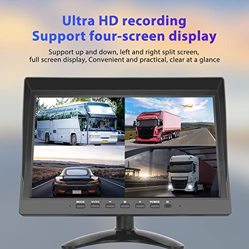 Hikity 10 Inch Small Monitor Screen Video Displays Quad Split HD Screen - size: 10 Inch+Car Charger