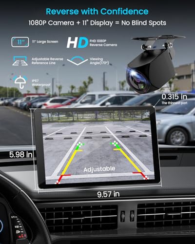 IIWEY iK11 11-Inch Wireless Apple CarPlay Screen, Android Auto, 4K Dash Cam