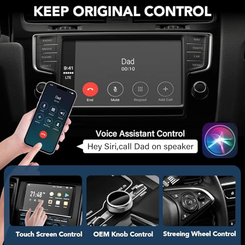 Wireless CarPlay Adapter 2025 Plug & Play Dongle, Upgrade for iPhone 6+ & Cars 2015+, Convert Wired Connection to Bluetooth Apple Interface - color: Black