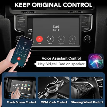 Wireless CarPlay Adapter 2025 Plug & Play Dongle, Upgrade for iPhone 6+ & Cars 2015+, Convert Wired Connection to Bluetooth Apple Interface - color: Black