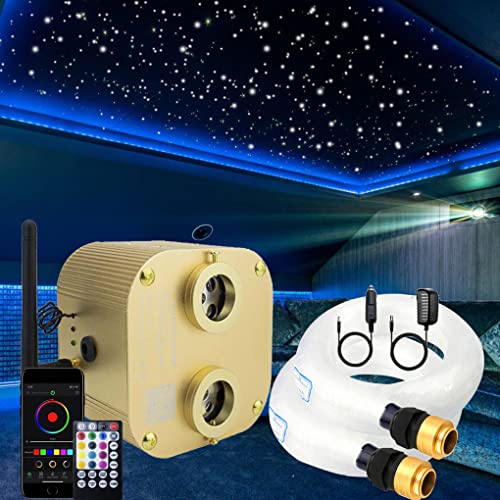 AZIMOM 2022Upgraded Bluetooth 20w Twinkle Fiber Optic Lights Star Ceiling Lighting Kits Mixed 860pcs*13.1ft Fiber Strands Dual Port RGBW Music Remote APP Control Light Source Home Car Ceiling Décor - size: Star+860pcs*(0.03+0.04+0.06)in*13.1ft