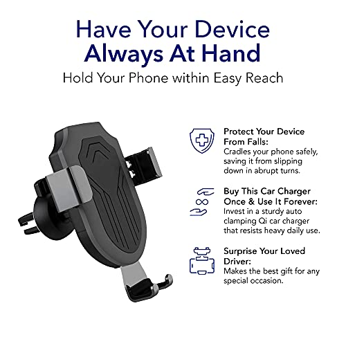 2024 Upgraded Wireless Car Mount Charger - Fast Wireless Car Charger for iPhone, Android, and Qi-Enabled Devices - Auto Clamping 360° Rotating Car Phone Holder