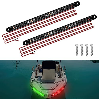 RVZONE Boat Red & Green Bow Navigation Lights, IP67 LED Marine Deck Light - color: 7.8 inch/Red and Green/black shell