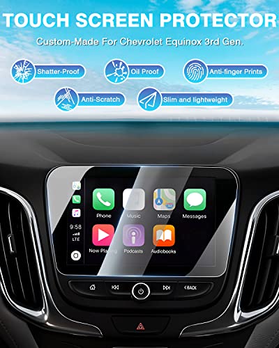 Karltys Upgrade 2 Pack 2018-2024 Chevy Equinox Screen Protector 8-Inch [No Glare & Fingerprint] for 2016-2024 Malibu /2016-2019 Chevy Volt Touchscreen HD Tempered Glass Chevrolet Equinox Accessories - size: 2018-2024 Chevy Equinox/2016-2024 Malibu 8-Inch