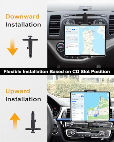 Car CD Slot Mount Tablet Holder with Adjustable Arm, Universal 360° Rotation Truck CD Player Tablet Holder for 4-13" iPad Pro Air Mini, Phone, Galaxy Z Fold, Fire HD