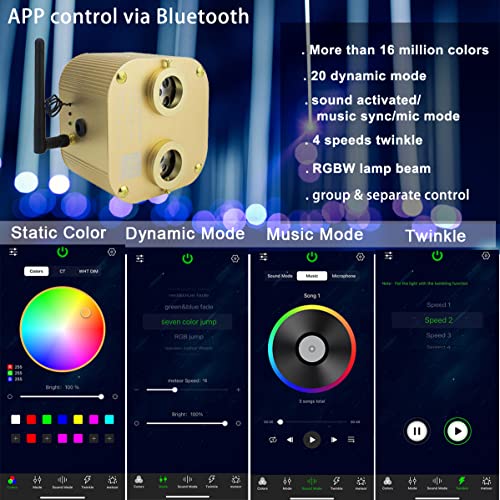AZIMOM Bluetooth 20w Upgraded Fiber Optic Lights Twinkle Star Ceiling Lighting Kits 700pcs*0.03in*9.8ft Fiber Strands Dual Port RGBW Sound Remote Control Light Source Home Indoor Car Ceiling Décor - size: Star+700pcs*0.03in*9.8ft