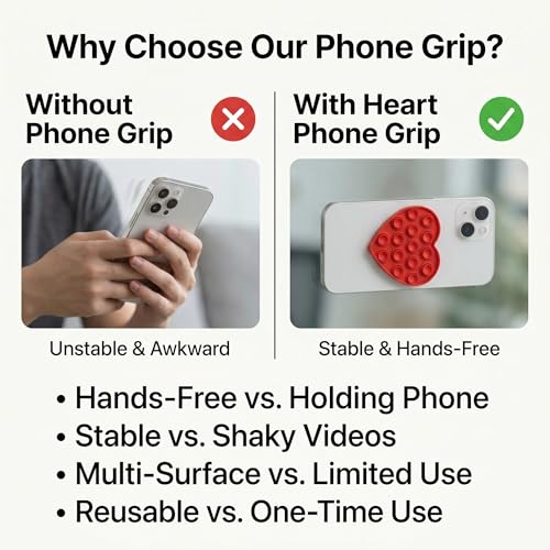 2Pcs Heart-Shaped Suction Phone Grips, Hands-Free Wall Mounts - color: 2 PCS Y2K Suction Phone Grip