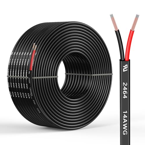 14 Gauge 2 Conductors 16.4FT Electrical Wire, Flexible Low Voltage PVC Copper Clad Aluminum Extension Cord for Car Speaker Wire, Car Lighting, LED Wire, Outdoor Lighting, Residential Wiring,12V/24V DC - size: 16.4FT, style: 14AWG