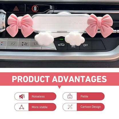 Car Phone Holder Mount, Butterfly Bow Air Vent Phone Holder, Universal Kawaii Car Accessories for Women Girls (White #A) - size: White #A