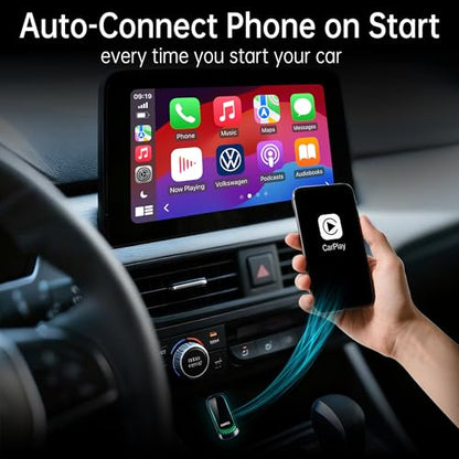 Wireless CarPlay Adapter (2025 Upgrade) – Convert Wired CarPlay to Wireless, Stable Connection, RGB Ambient Lighting, Compatible with Wired CarPlay Cars & iPhone - color: RGB lighting