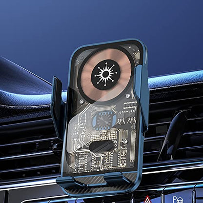 Wireless Car Charger Mobile Phone Holder Punk Cell Phone Mount Fast Auto Clamping Automatic Bracket Auto Universal Dashboard/Windshield/Window for 5.74in-6.49in Phones (Blue) - color: Navy blue