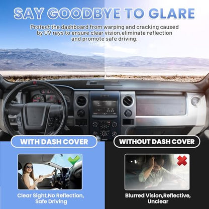 Sunsdrew Black Dash Cover for 2009-2014 Ford F150 Dashboard Cover Mat - size: 09-14 F-150Dash Cover
