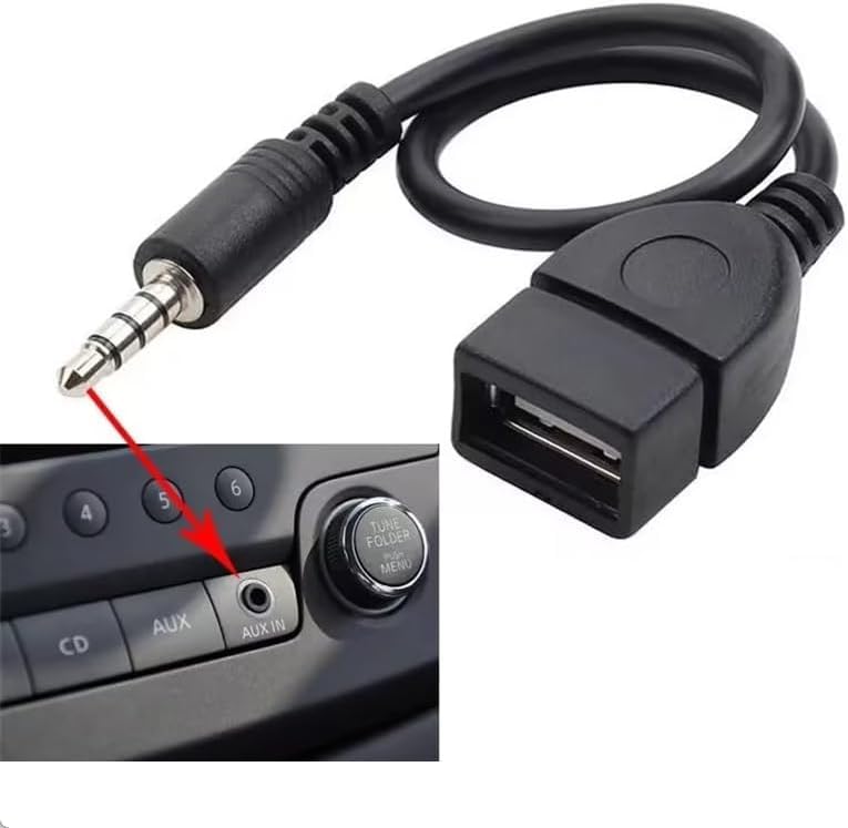 Black USB to AUX Adapter Cable,3.5mm Male AUX Plug to USB 2.0 Female Converter Adapter Cable Cord for Car Aux Port Length Black OTG Adapter Accessories Audio and Video Accessories(20cm/8-inch)