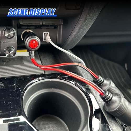 Craedli 1 to 2 Car Cigarette Lighter Splitter Adapter, 12V/24V 2-Way Splitter Automotive Power Charger Port Socket with On Off Switch, Cigarette Lighter Extension Cord with 15A Fuse (1to2) - size: 1to2