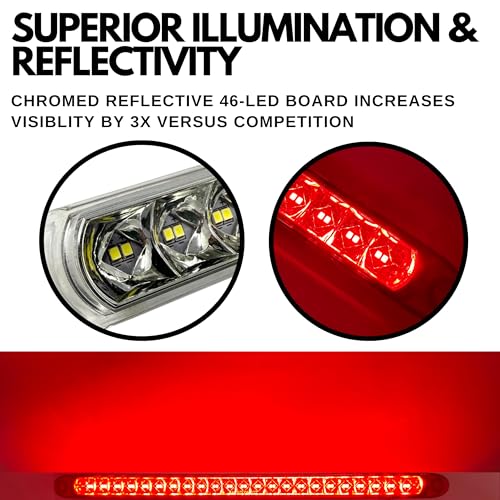 2PC Red 17" 46 LED Light Bar Stop Turn Tail Third 3rd Brake Light Trailer Center Light Bar Car Truck Cargo Trailer Toy Hauler Tail Super Bright Surface Mount IP67 Waterproof (Clear Lens) - color: 2x Red (Clear Lens)