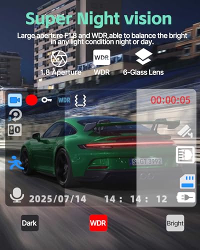 Dash Cam Front Rear and Inside, 3 Channel Dash Camera for Cars W/ 64GB Card - size: X25 3 Channel Dash Cam
