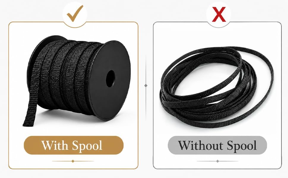 100 Feet - 3/8 Inch Braided Wire Loom PET Cable Loom Expandable Braided Sleeving Wire Sleeve for Automotive，TV, Computer, Home Theater, Black - size: 3/8'' - 100ft