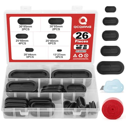 26pcs Double-Sided Hole Oval Rubber Grommets, Drill Hole Firewall Hole Plugs Wire Protection with Cable Sticky Tape, 5 Size 13 * 27mm, 25 * 40mm, 20 * 44mm, 25 * 60mm, 30 * 85mm - size: Oval Rubber Grommets