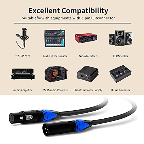 XLR Cable 50ft 2 Pack, XLR Microphone Cable Male to Female, Balanced XLR Cable Suitable for Preambles, Speaker Systems, Radio Station and More - size: 50 Ft 2 Pack