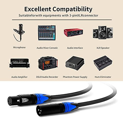 XLR Cable 50ft 2 Pack, XLR Microphone Cable Male to Female, Balanced XLR Cable Suitable for Preambles, Speaker Systems, Radio Station and More - size: 50 Ft 2 Pack