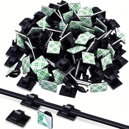 30 Pack Self-Adhesive Cable Clips, Black Plastic Wire Holder Cord Organizer for Car Dashboard, GPS, USB Cable Management