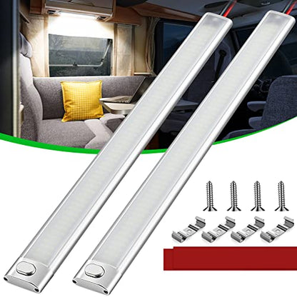CT CAPETRONIX 12v LED Interior Light Bar, 168LEDs 1700LM 10W, DC 12 Volt led Strip Lights with ON/Off Switch, for Enclosed Cargo Trailer, Car RV Van Truck Lorry Camper Boat Caravan Motorhome (2Pcs) - size: 168LEDs-2PCS
