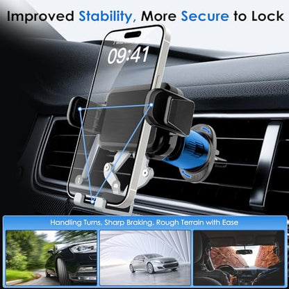 Phone Mount Holder for Car Vent 2023 Upgraded Aluminum Gravity Car Phone Holder Mount with Anti Overload Metal Hook Clip Hands Free Cell Phone Holder for iPhone 15 Pro Max 14 13 Large Phones - style: Phone Mount Holder for Car Vent